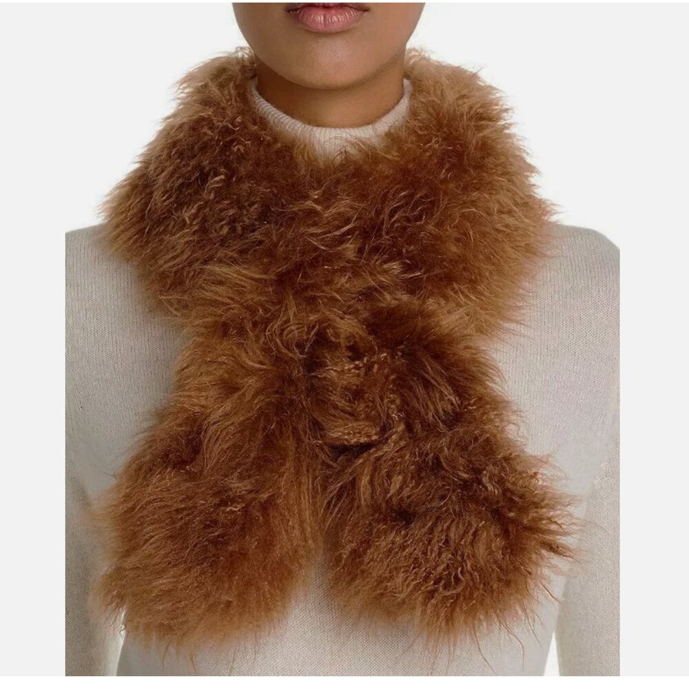 Giorgio Salvini Kashmir Goat Fur Scarf In Camel